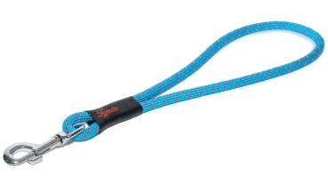 Kurzführer / Handschlaufe - L - hellblau mit pinken Stichen